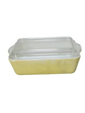 Vintage PYREX Yellow 503-B Refrigerator Casserole Baking Dish w/Ribbed Glass Lid